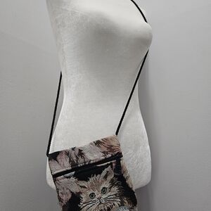 Floral Cat Tapestry Crossbody Bag- Island Canvas